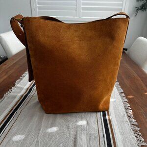 Madewell Essentials Caramel Suede Bucket Bag, large size